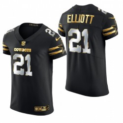 Dallas Cowboys Ezekiel Elliott Noir -21 Golden Edition Elite Maillot