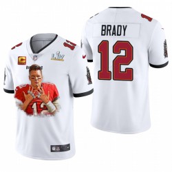 Tampa Bay Buccaneers Tom Brady Super Bowl LV Champions 7 Anneaux Vapeur Limited Maillot - Blanc