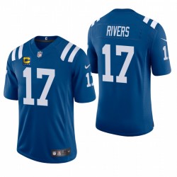 Men's Philip Rivers Indianapolis Colts Royal Capitaine Patch Vapor Limited Maillot