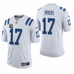 Hommes Philip Rivers Indianapolis Colts Blanc Capitaine Patch Vapor Limited Maillot
