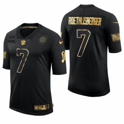 Pittsburgh Steelers Ben Roethlisberger Black Salute pour Service Golden Limited Maillot