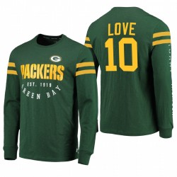 Green Bay Packers Jordan Love Green Retour T-shirt à manches longues à manches longues