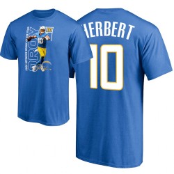 Chargeurs de Los Angeles NFL Coque offensive de l'année 10 Justin Herbert T-shirt bleu poudre