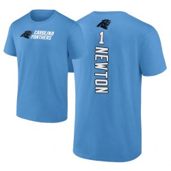 Caroline Panthers # 1 Cam Newton Playmaker Bleu T-shirt
