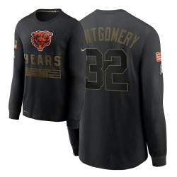 Chicago Bears Salute au service David Montgomery Noir Sideline Homme Performance T-shirt à manches longues à manches longues