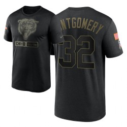 Chicago Bears Salute au service # 32 DAVID MONTGOMERY NOIR Team Logo T-shirt