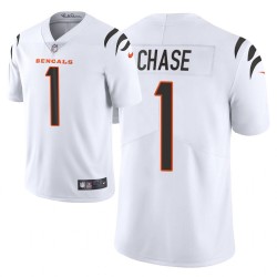 Cincinnati Bengals # 1 Ja'Marr Chase 2021 NFL Vapeur de vapeur Limited Maillot - Blanc