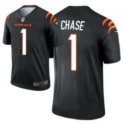 Cincinnati Bengals # 1 Ja'Marr Chase 2021 PROJET DE NFL LEGEND MAILLOT - NOIR