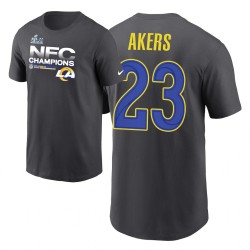 Los Angeles Rams # 23 Cam Akers 2021 Champions NFC Collection T-shirt Trophy Anthracite Trophy