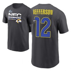 Rams de Los Angeles # 12 Van Jefferson 2021 Champions NFC Champions Anthracite Trophy Collection T-shirt