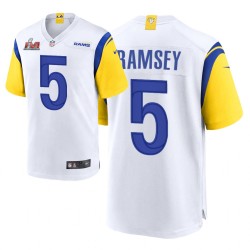 Los Angeles Rams # 5 Jalen Ramsey Super Bowl Lvi Blanc jeu Maillot