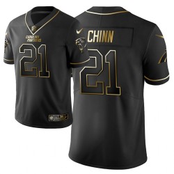 Caroline des hommes Panthers # 21 Jeremy Chinn Noir NFL NFL Draft Edition Golden Vapor Limited Maillot