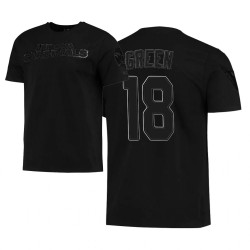 Cardinaux d'Arizona pour hommes # 18 A.J.Tee-shirt Vert Team Logo Pro Team Noir