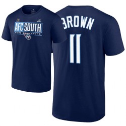 Tennessee Hommes Titans # 11 A.J.Brown 2021 AFC South Division Champions bloqués T-shirt Favori Marine Navy