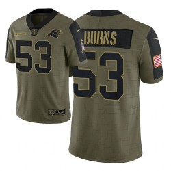 Carolina Panthers Brian Burns 2021 Salute to Service Limited Olive Maillot