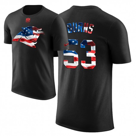 Carolina Panthers Independence Day Brian Burns Noir Stars et Stripes T-shirt pour hommes