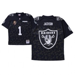 Las Vegas Raiders # 1 DeSean Jackson Bape x NFL Legacy Team Logo Noir Maillot