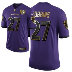 Baltimore Ravens pour hommes # 27 J.K.Dobbins Purple 25th Anniversary Speed Machine Golden Limited Maillot