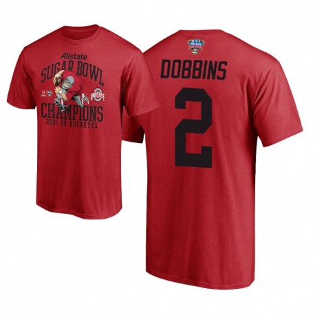 J.K.T-shirt Dobbins 2021 Sugar Bowl Champions Ohio State Buckeyes Scarlet Men's