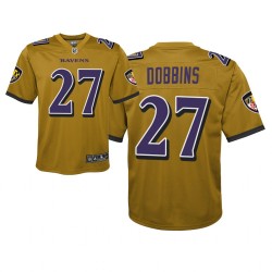 Jeunes Baltimore Ravens # 27 J.K.Dobbins Inversed Game Maillot - Gold