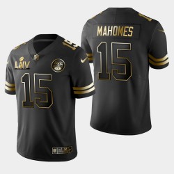 Kansas City Chiefs Hommes 15 Patrick Mahomes Super Bowl LIV Golden Edition Jersey - Noir