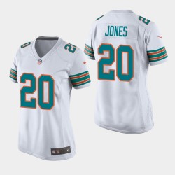 Femmes Miami Dolphins 20 Reshad Jones Throwback Jeu Jersey - Blanc
