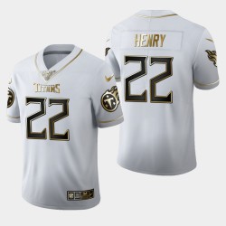 Titans hommes Tennessee 22 Derrick Henry 100ème Saison Golden Edition Jersey - Blanc