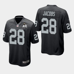 Las Vegas hommes Raiders 28 Josh Jacobs 60e anniversaire du jeu Jersey - Noir