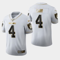 Las Vegas Raiders hommes 4 Derek Carr 100 Saison Golden Edition Jersey - Blanc