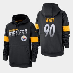 Steelers de Pittsburgh Hommes 90 T.J. Watt 100e saison Sideline équipe Logo Sweat à capuche - Noir