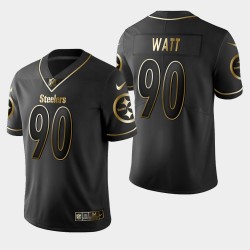 Steelers de Pittsburgh Hommes 90 T.J. Watt Golden Edition Vapor Intouchable Limited Jersey - Noir