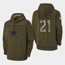 Cowboys Ezekiel Elliott 2018 Salut à Service Sweat à capuche - Olive