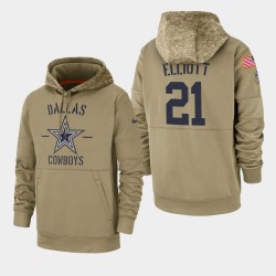 Hommes Ezekiel Elliott Dallas Cowboys 2019 Salut au service Sideline Therma Sweat à capuche - Tan