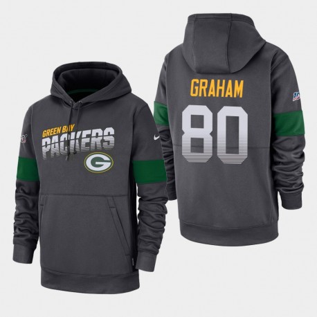 Green Bay Packers Hommes 80 Jimmy Graham 100e saison Sideline équipe Logo Sweat à capuche - Anthracite