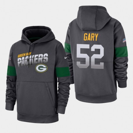 Packers de Green Bay 52 hommes Rashan Gary 100e Saison Sideline équipe Logo Sweat à capuche - Anthracite