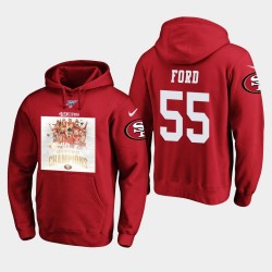 49ers 2019 NFC Ouest Champions Dee Ford Sweat à capuche - Scarlet