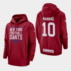 New York Giants Eli Manning 10 Sideline Lockup Sweat à capuche pour hommes - Rouge