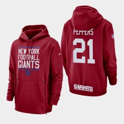 New York Giants 21 Jabrill Peppers Sideline Lockup Sweat à capuche pour hommes - Rouge