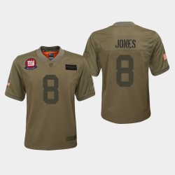 Jeunesse New York Giants 8 Daniel Jones 2019 Salut au service Jersey - Camo