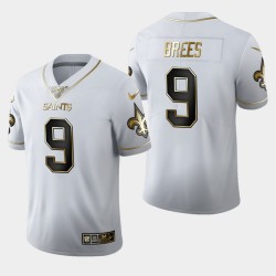Hommes New Orleans Saints Drew Brees 9 100 Saison Golden Edition Jersey - Blanc
