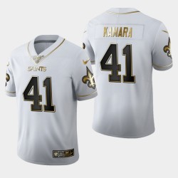 La Nouvelle-Orléans Saints hommes 41 Alvin Kamara 100ème Saison Golden Edition Jersey - Blanc