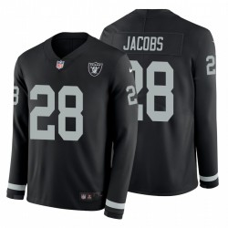 Josh Jacobs 28 Raiders d'Oakland Therma manches longues noir Maillot