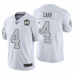 Derek Carr 4 Oakland Raiders 60e anniversaire Patch Couleur Blanc Rush Maillot Homme