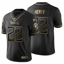 Titans hommes Tennessee 22 Derrick Henry Black Metallic Gold 100ème saison Maillot